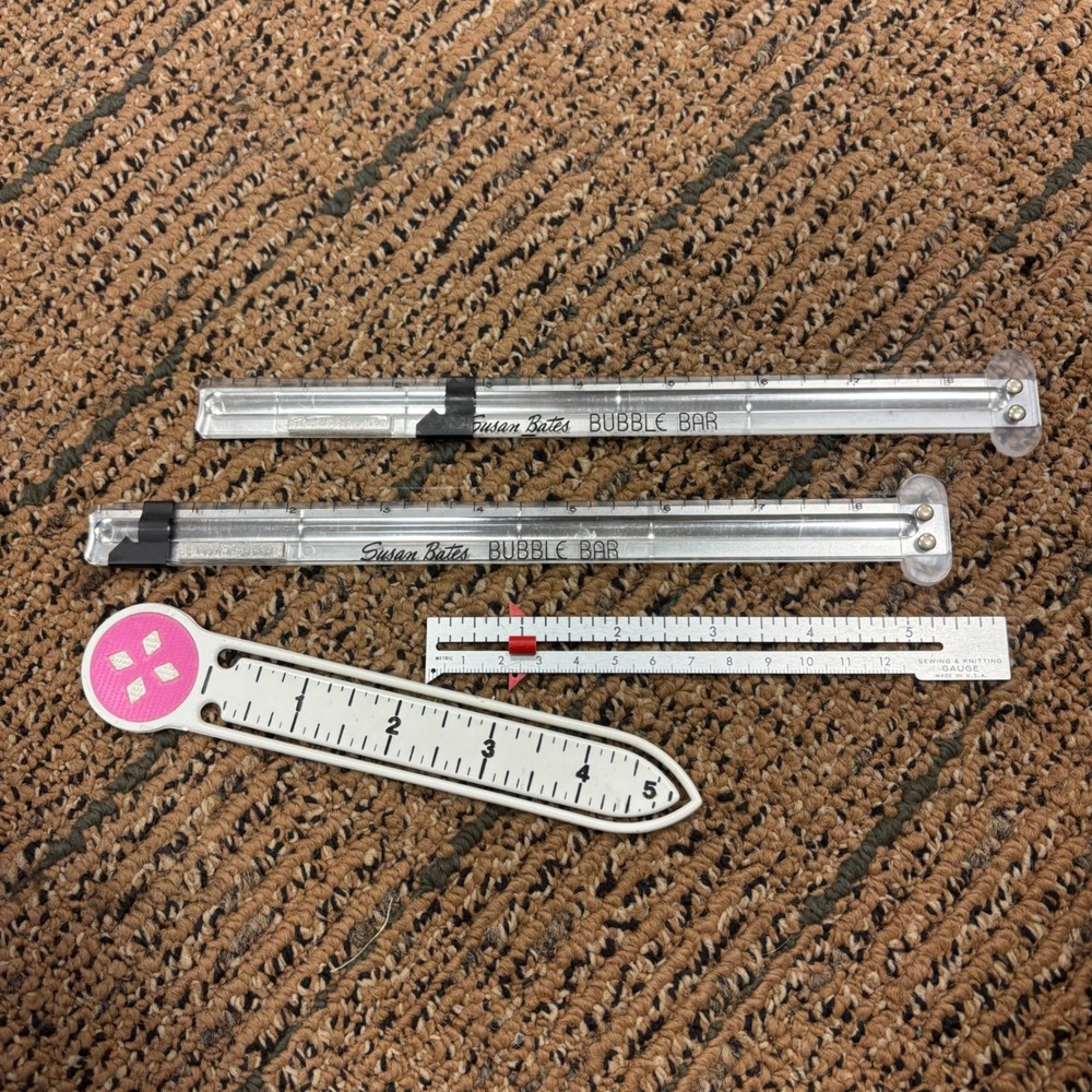Vintage Susan Bates Bubble Bar Dyno Marker Sewing Knitting Gauge Lot of 4 Tools